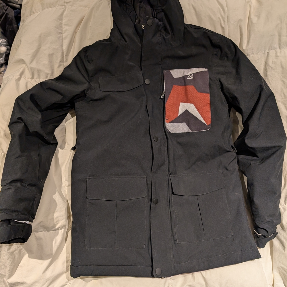 Kid's XL Black Ripzone Ski/Snowboard Jacket with Red and Gray Accents